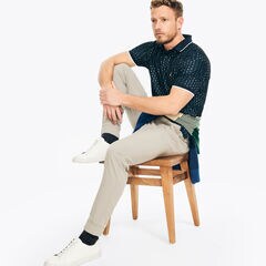 Navtech Classic Fit Printed Polo,Stellar Blue Heather,large