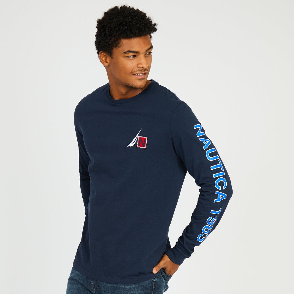 Long Sleeve Nautica USA Top,Navy,large