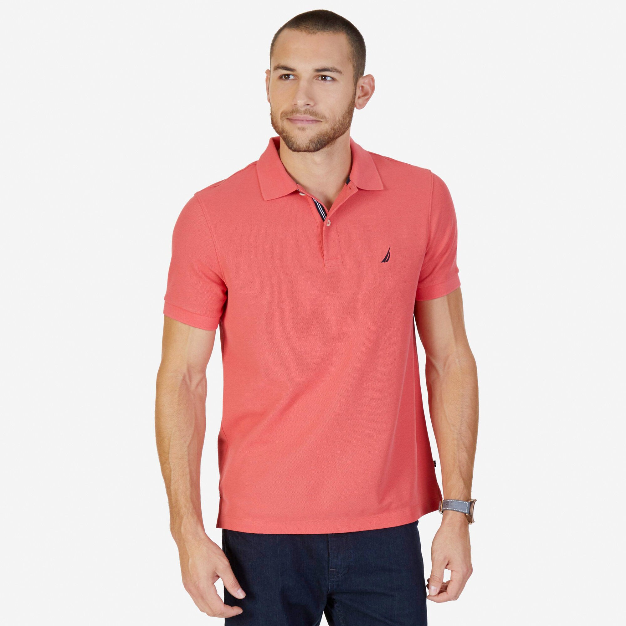 BIG & TALL STRETCH MESH POLO,Dreamy Coral,large