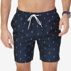 8" ANCHOR PRINT SWIM TRUNK,Navy,large