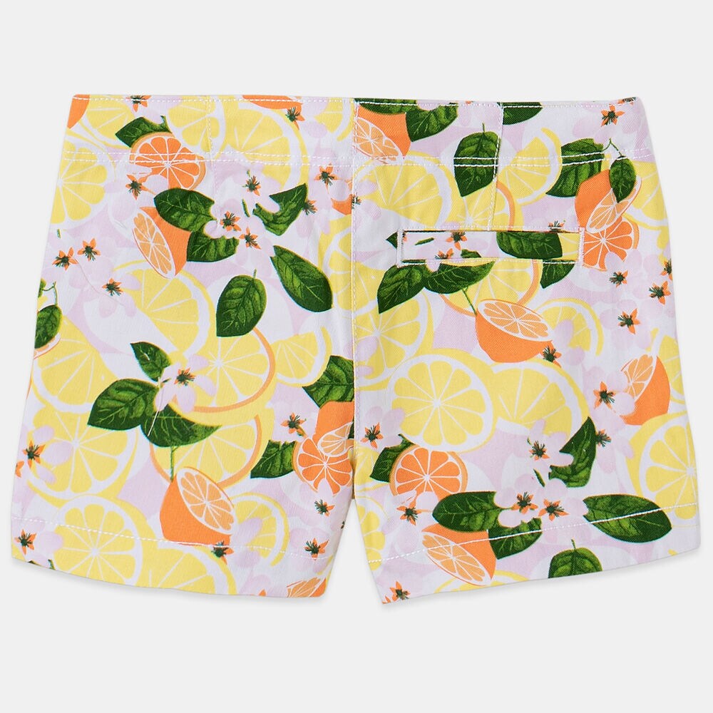 LITTLE GIRLS' FRUIT PRINTED TWILL SHORTS (4-7),Limelight,large