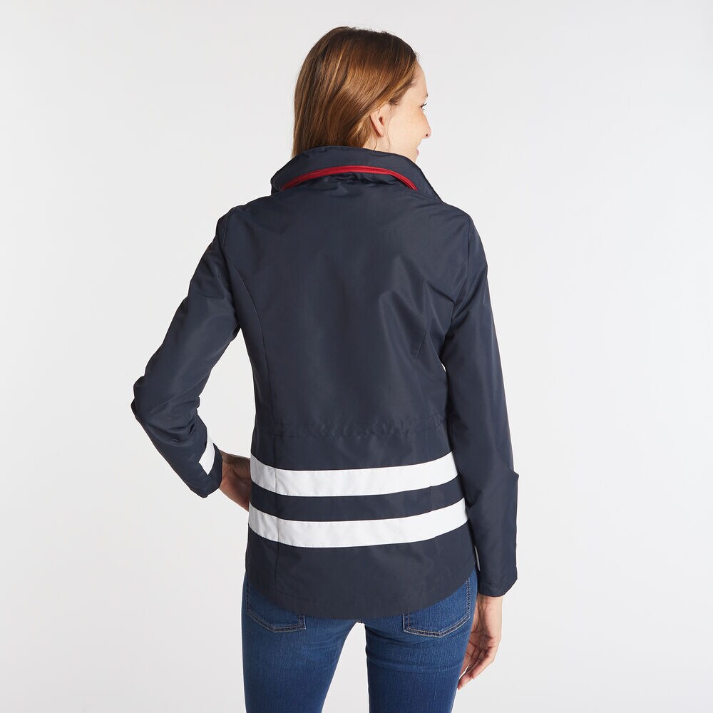 WOMEN'S STRIPE COLOR BLOCK JCLASS JACKET,Stellar Blue Heather,large
