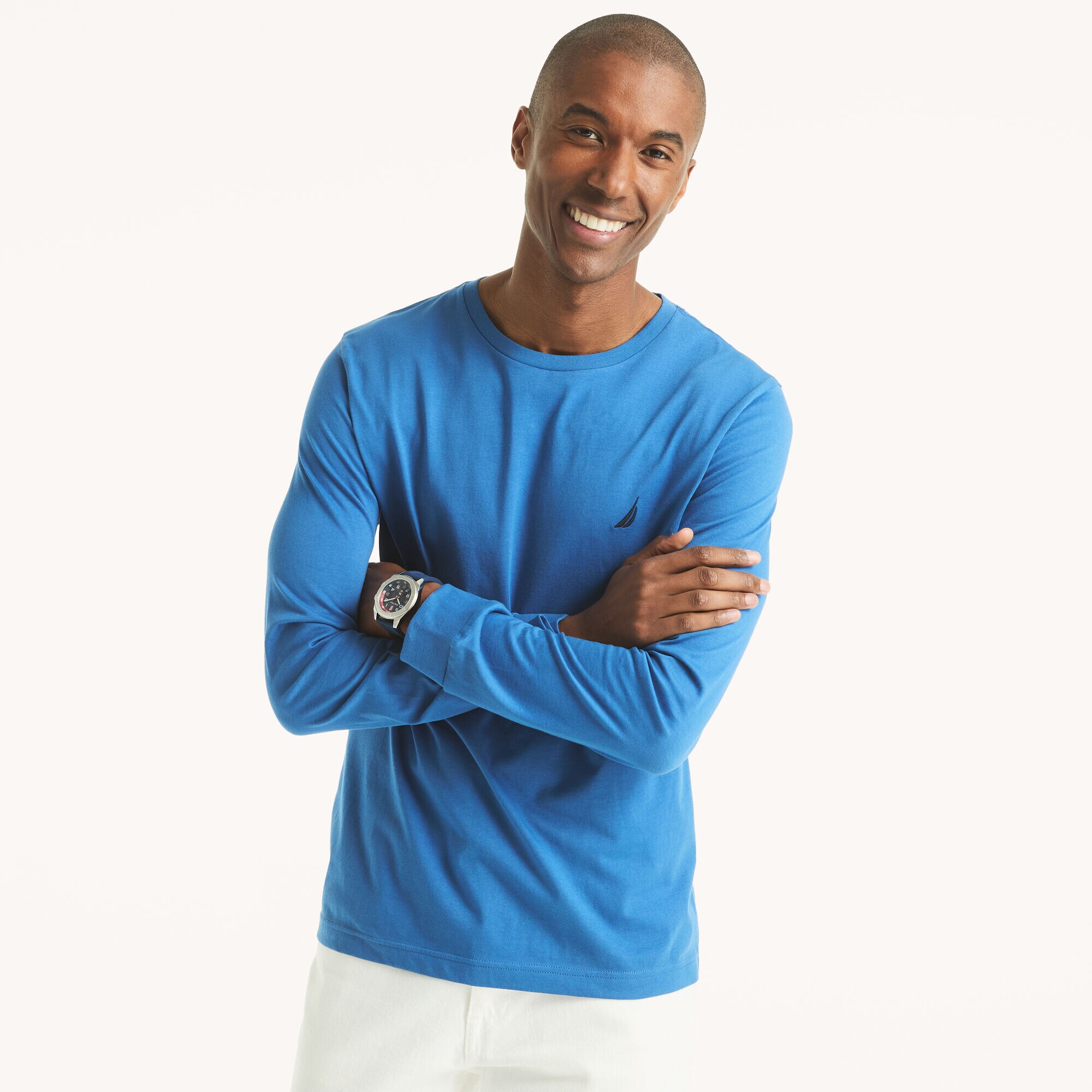 Long-Sleeve Deck T-Shirt,Nite Sea Heather,large