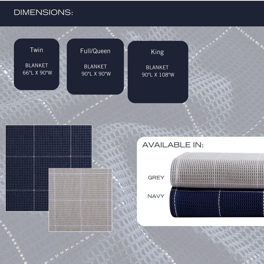 Bridgeport Waffle Grid Navy Full/Queen Blanket,Bali Bliss,large