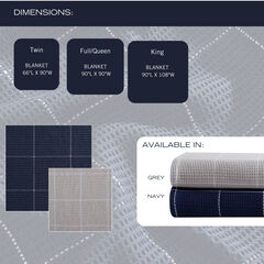 Bridgeport Waffle Grid Navy Full/Queen Blanket,Bali Bliss,large