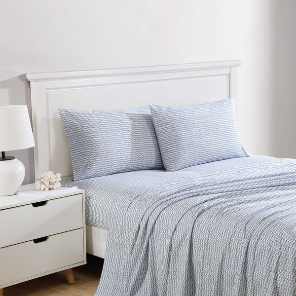 Ikat Wave Blue Queen Sheet Set