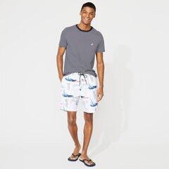 8" COMPETITION NAUTICAL PRINT QUICK-DRY SWIM,Bright White,large