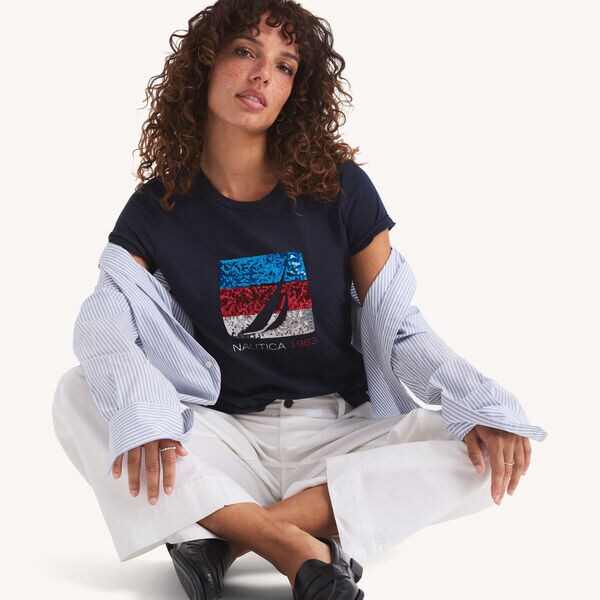 Sequin Americana Sailing Graphic T-Shirt
