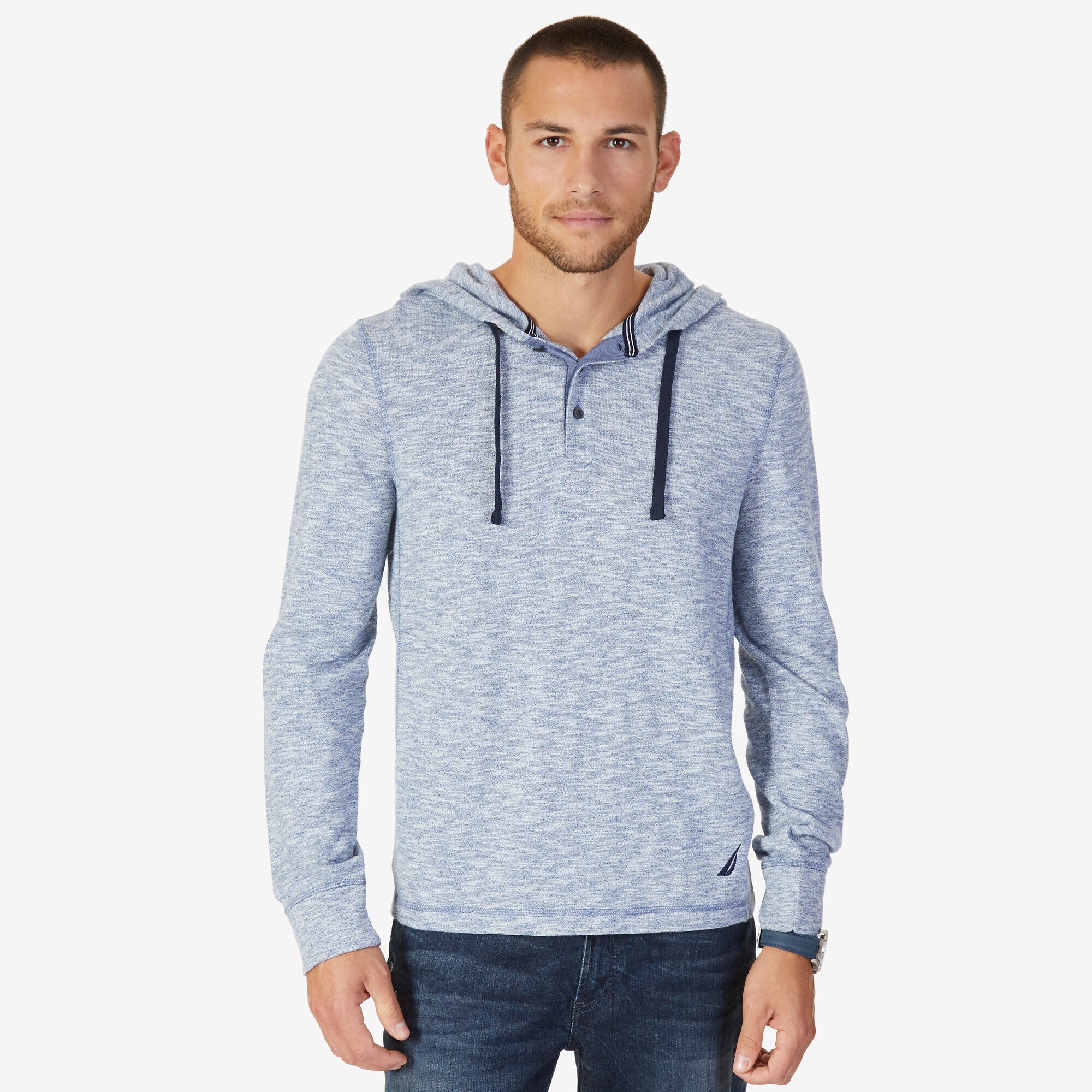 Slim Fit Pullover Hoodie,Reef Blue,large