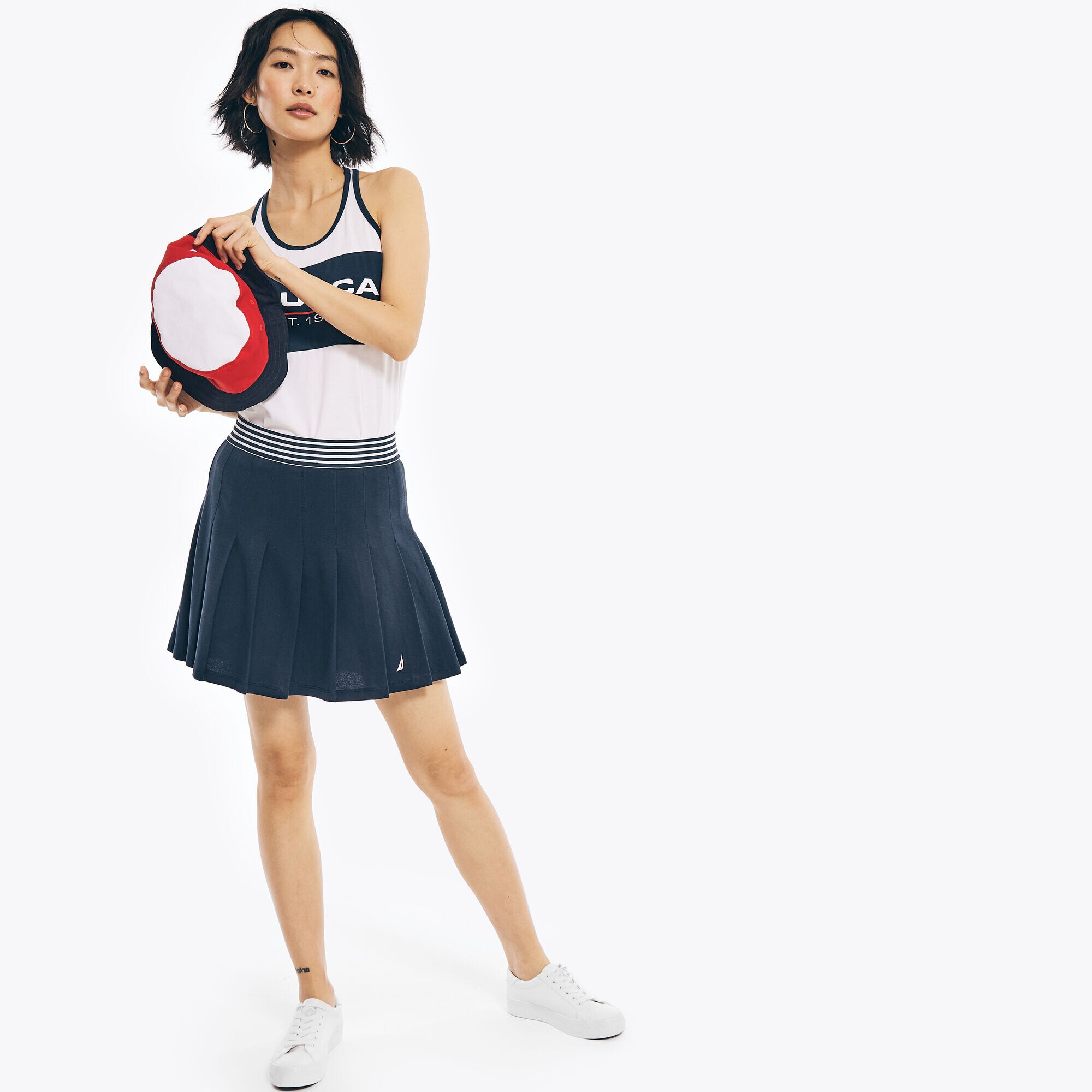 PLEATED TENNIS SKORT,Stellar Blue Heather,large
