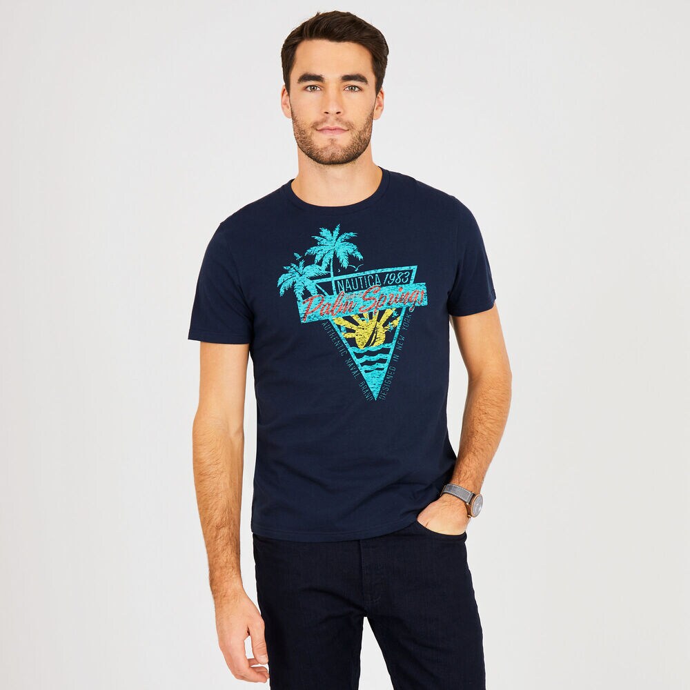 Big & Tall Palm Springs Crewneck T-Shirt,True Navy,large