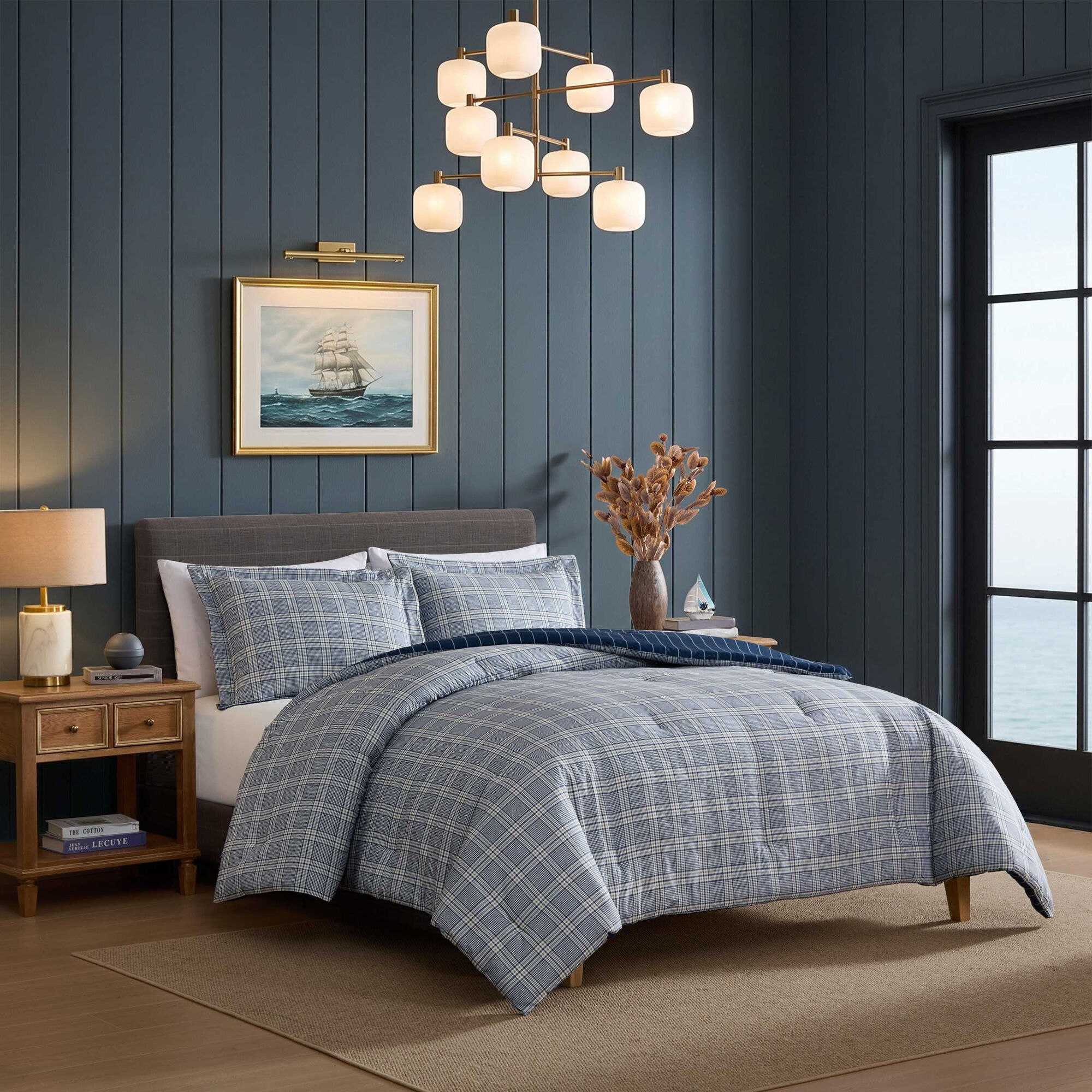 Declan Blue Plaid Full/queen Comforter Set (00199165135235 Home) photo