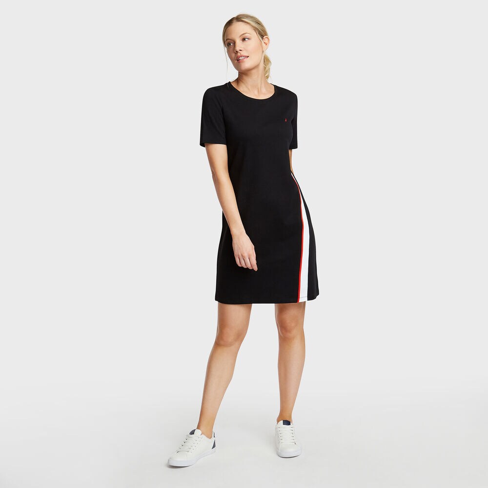 Knit A-Line Dress,True Black,large