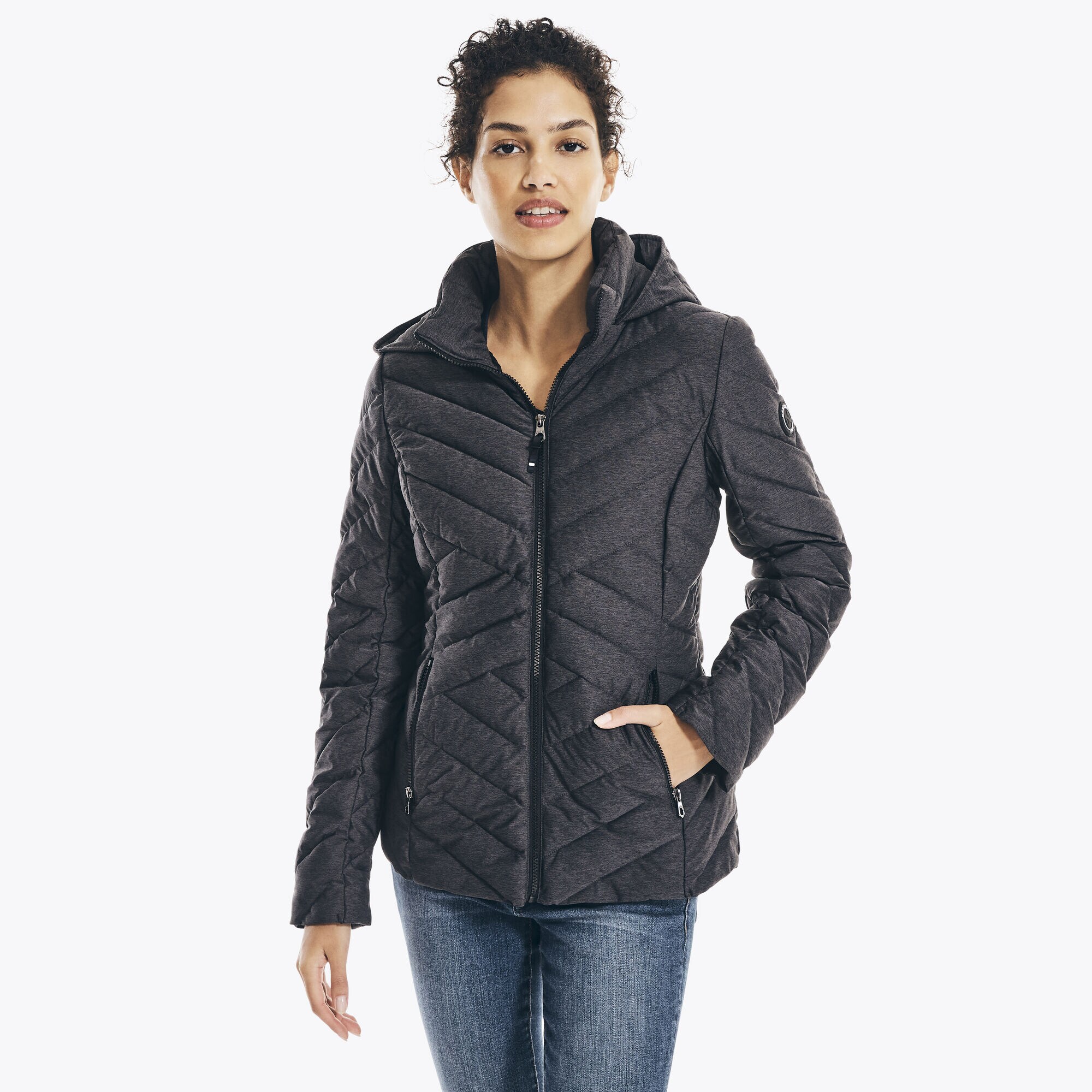PACKABLE STRETCH HOODED JACKET,Grey Heather,large