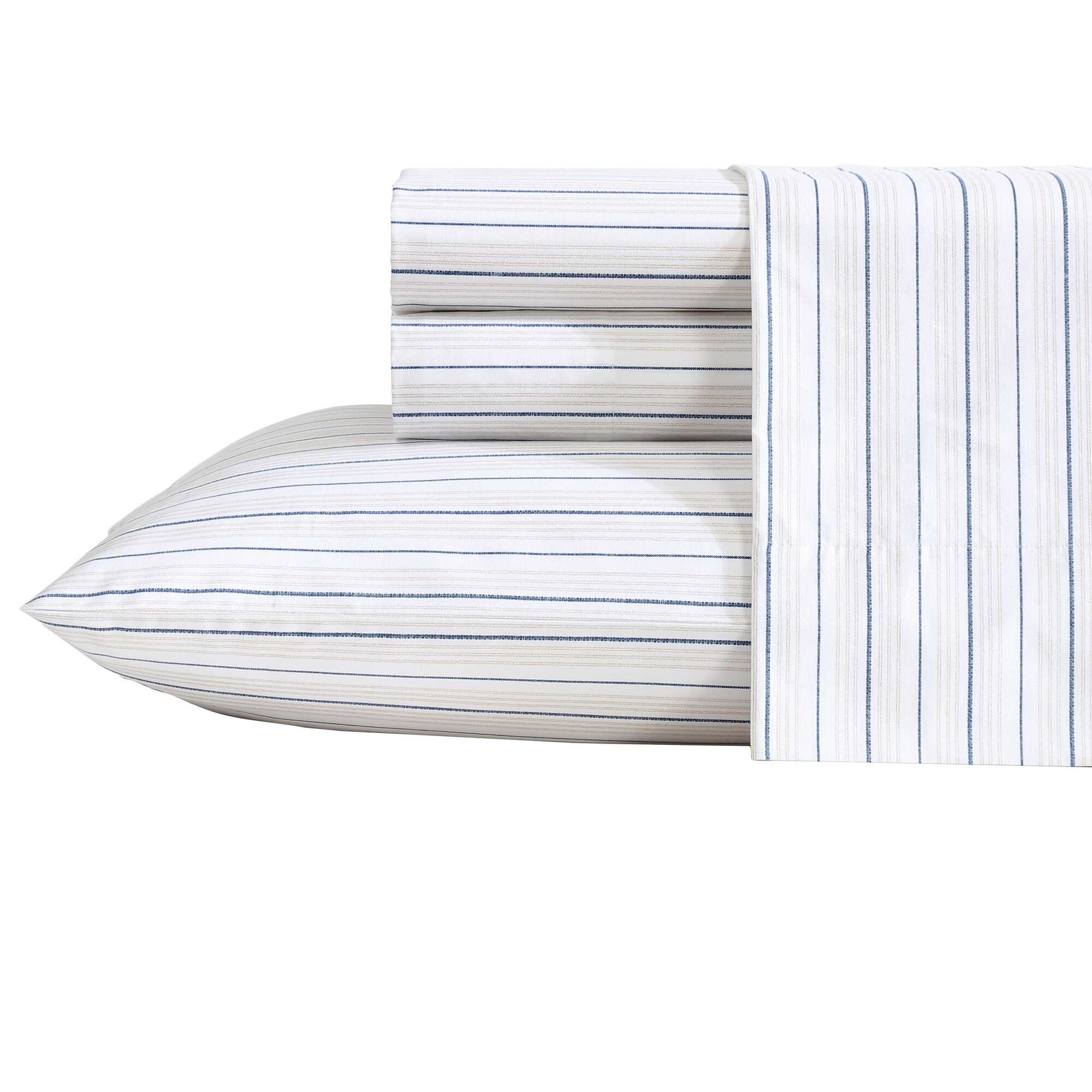Beaux Stripe Beige Twin Sheet Set,Sable Heather,large