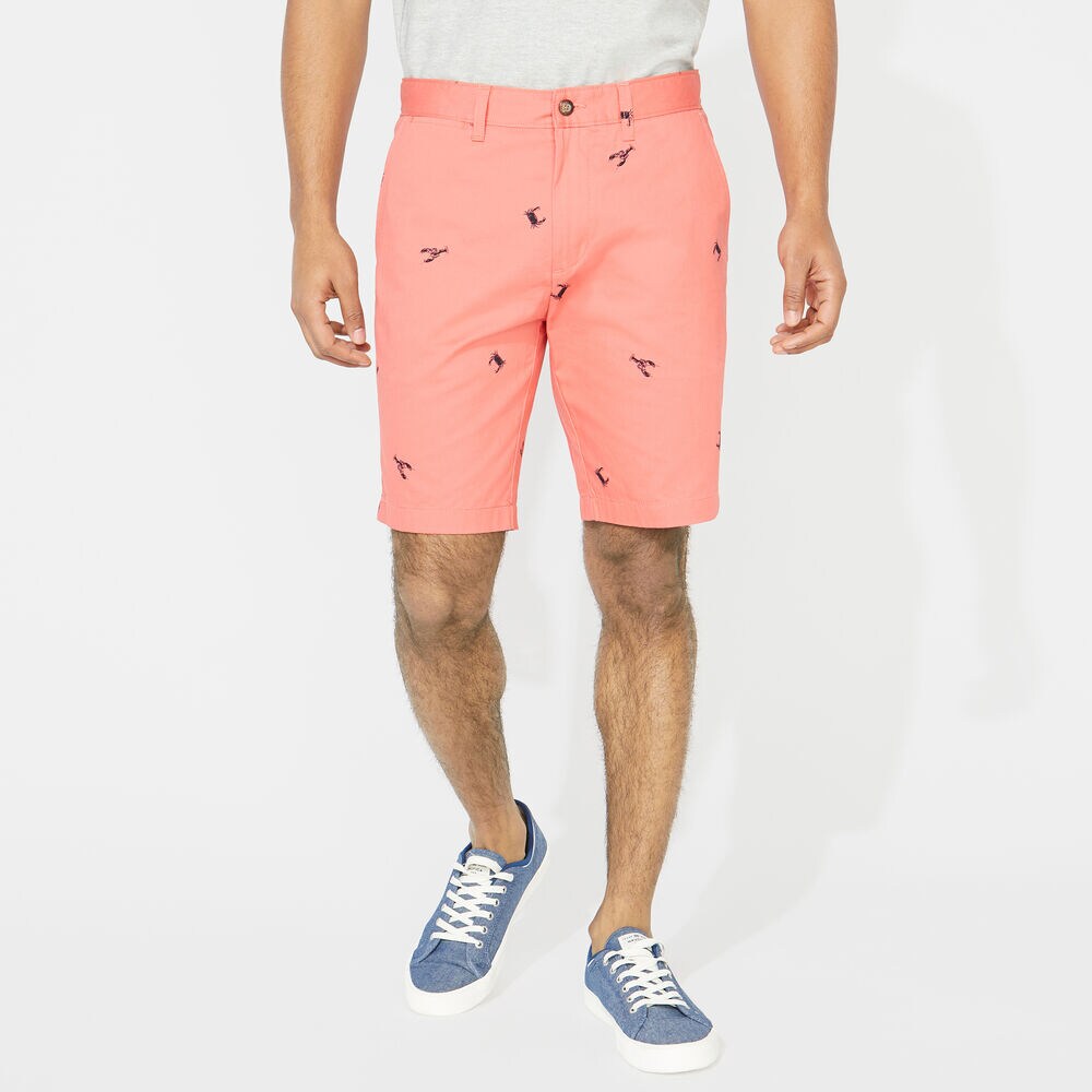 10" BIG & TALL CLASSIC FIT CRAB AND LOBSTER PRINT SHORT,Spiced Coral,large