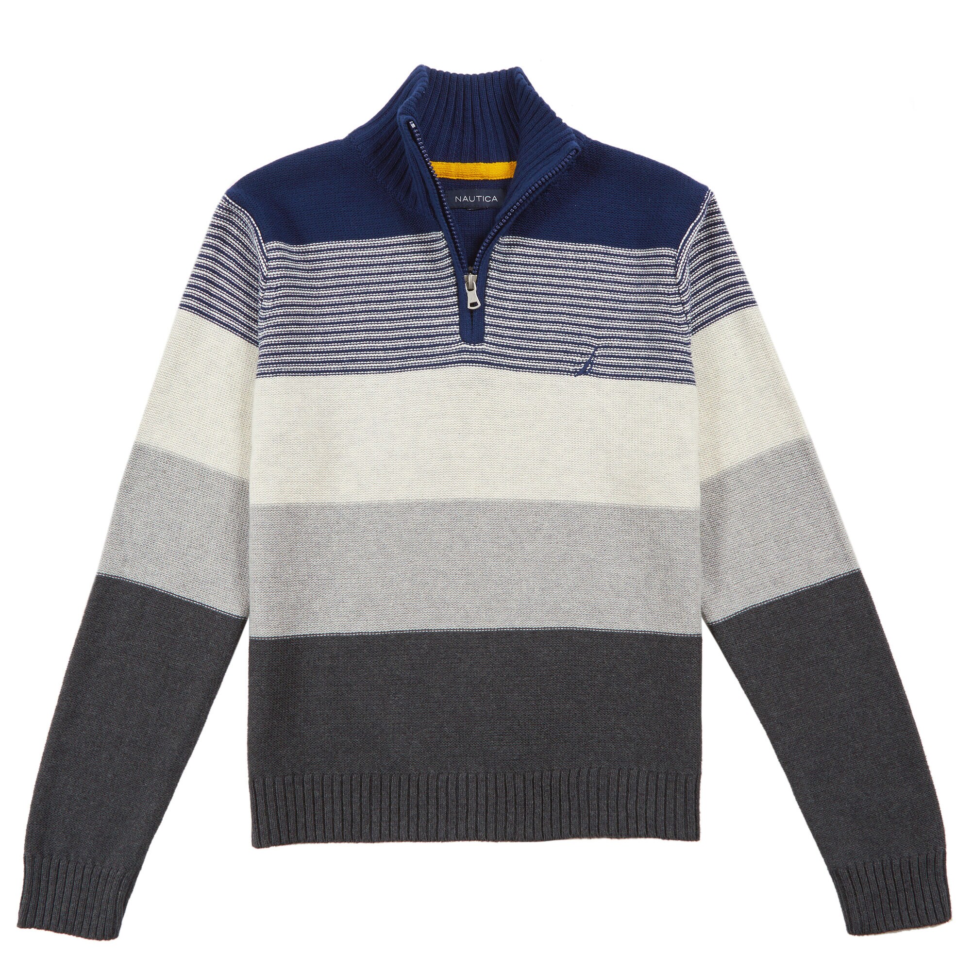 Little Boys' Textured Zip Neck Sweater (4-7),Stormy Blue Wash,large