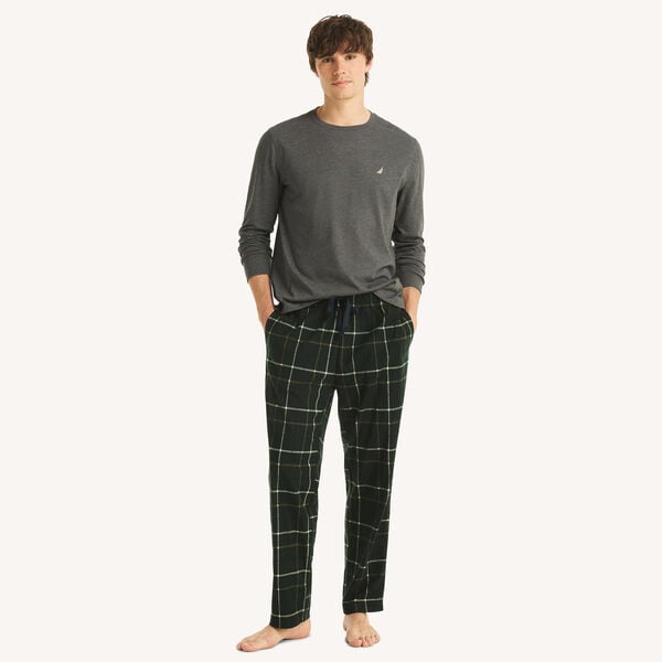 Long Sleeve T-Shirt & Plaid Fleece Pant Pajama Set