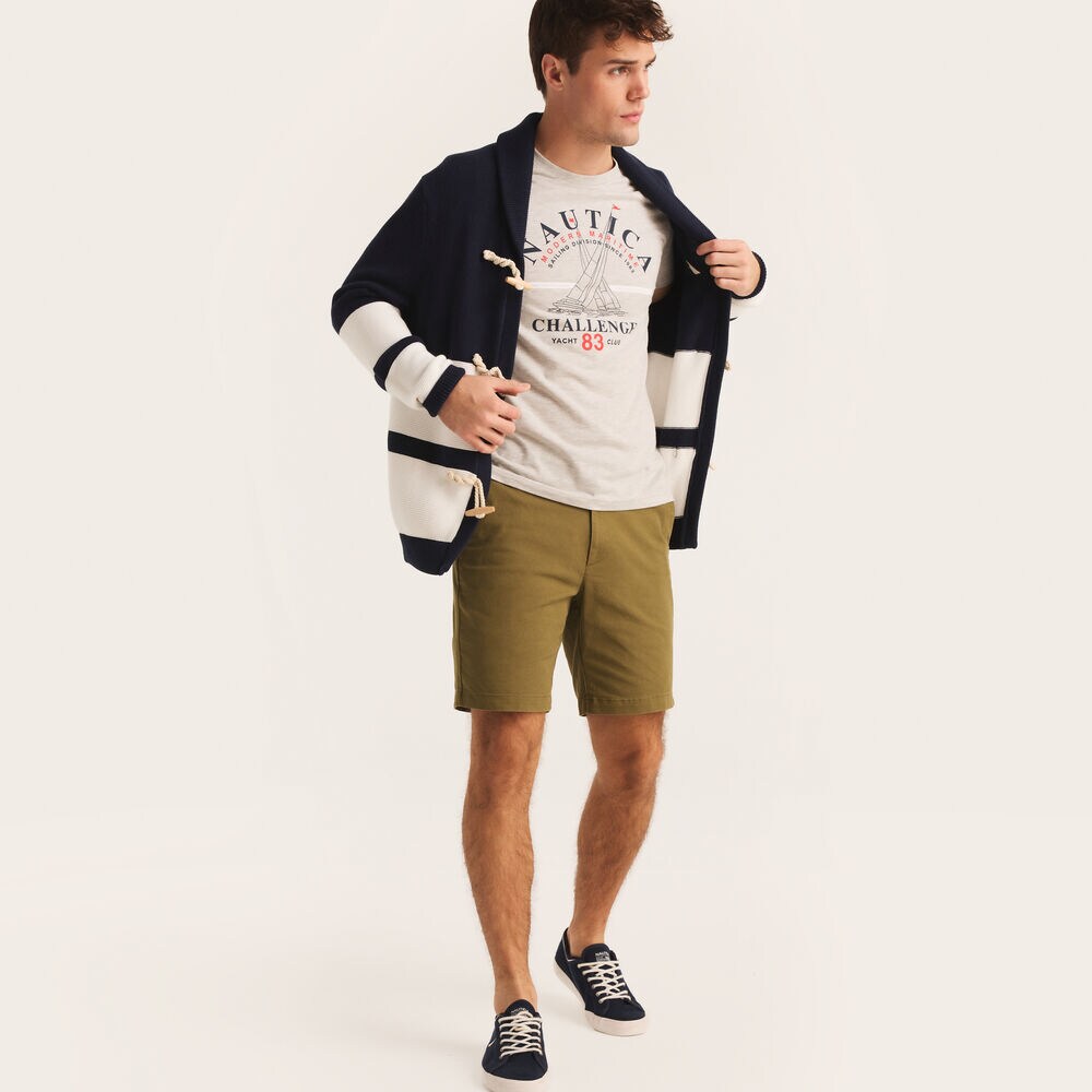 Nautica Challenge Graphic T-Shirt,Grey Heather,large