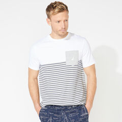 STRIPED COLORBLOCK POCKET T-SHIRT,Grey Heather,large