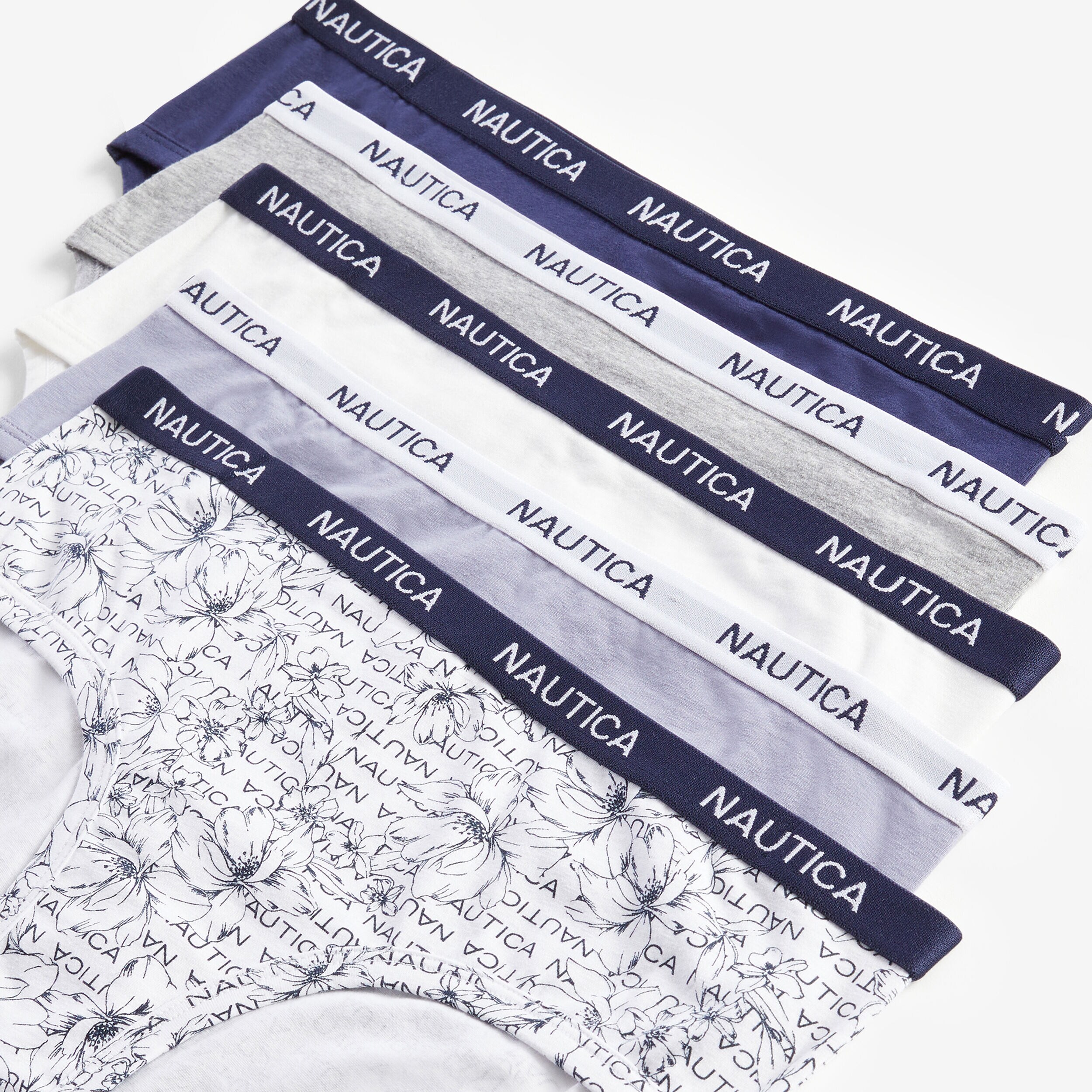 FLORAL PRINT LOGO HIPSTER BRIEFS, 5-PACK | Nautica