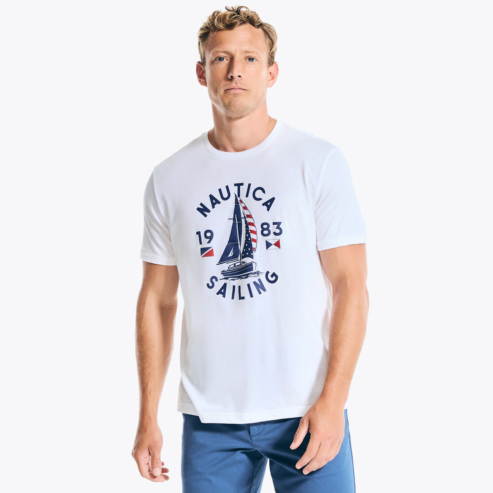 Sailing Club Graphic T-Shirt,Bright White,large
