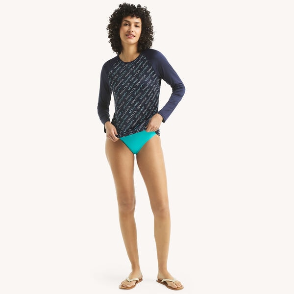 Printed Long-Sleeve Rash Guard Swim Shirt