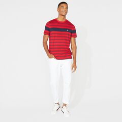 STRIPED PREMIUM COTTON T-SHIRT,Nautica Red,large