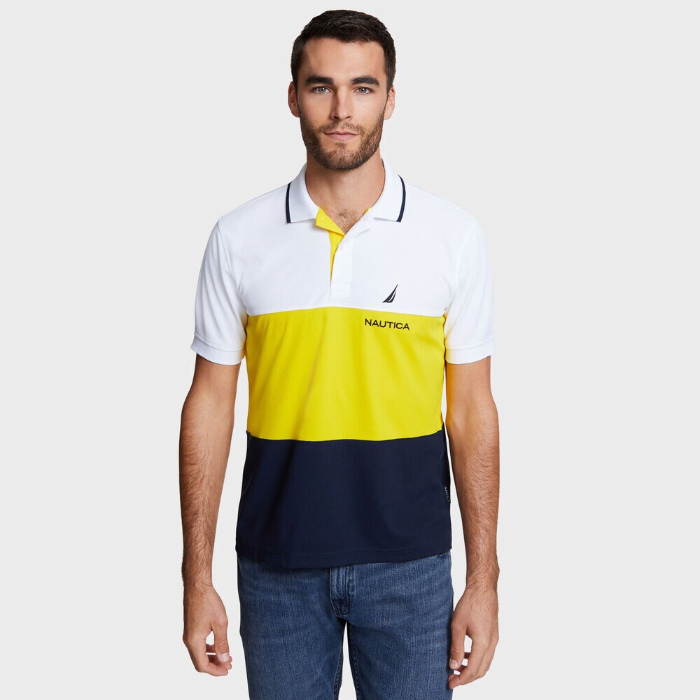 Classic Fit Navtech Colorblock Polo,Bright White,large