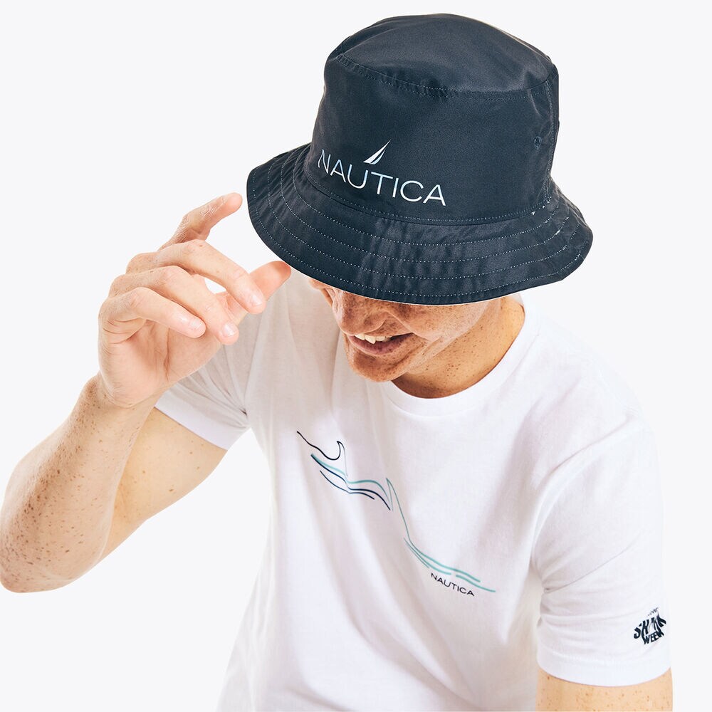 SUSTAINABLY CRAFTED REVERSIBLE SHARK BUCKET HAT,Bright White,large
