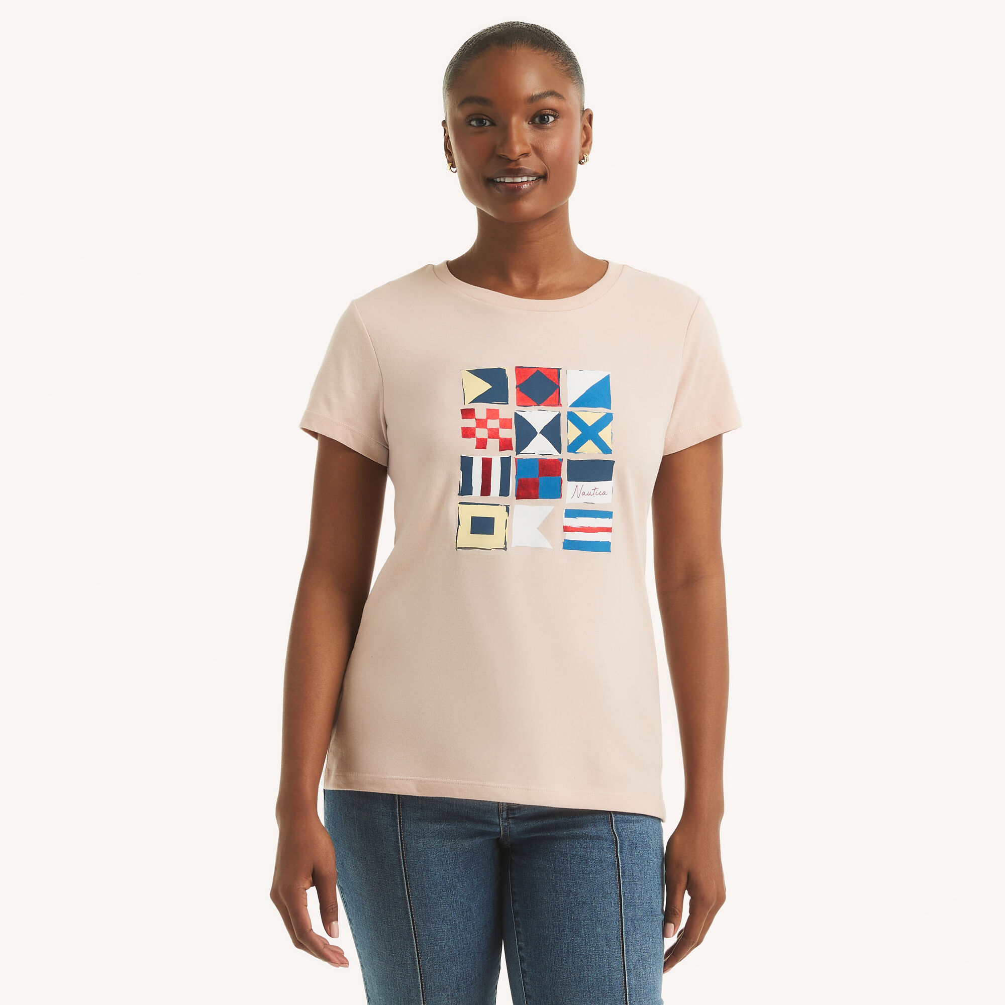 Nautical Flags Graphic T-Shirt,Bow Burgundy,large