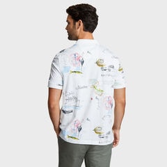 Artist Series Map Print Polo in Classic Fit,Sail White,large