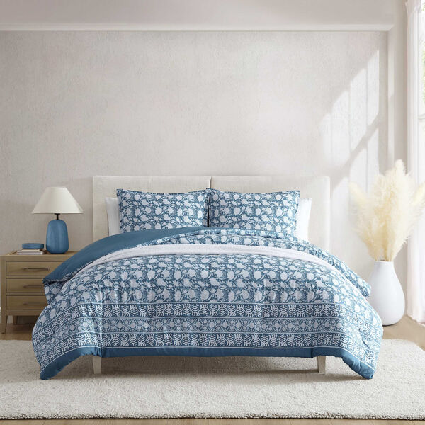 Bayport Floral Blue King Comforter Set