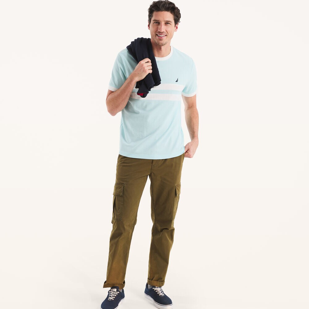 Colorblock Crewneck T-Shirt,Aqua Splash,large