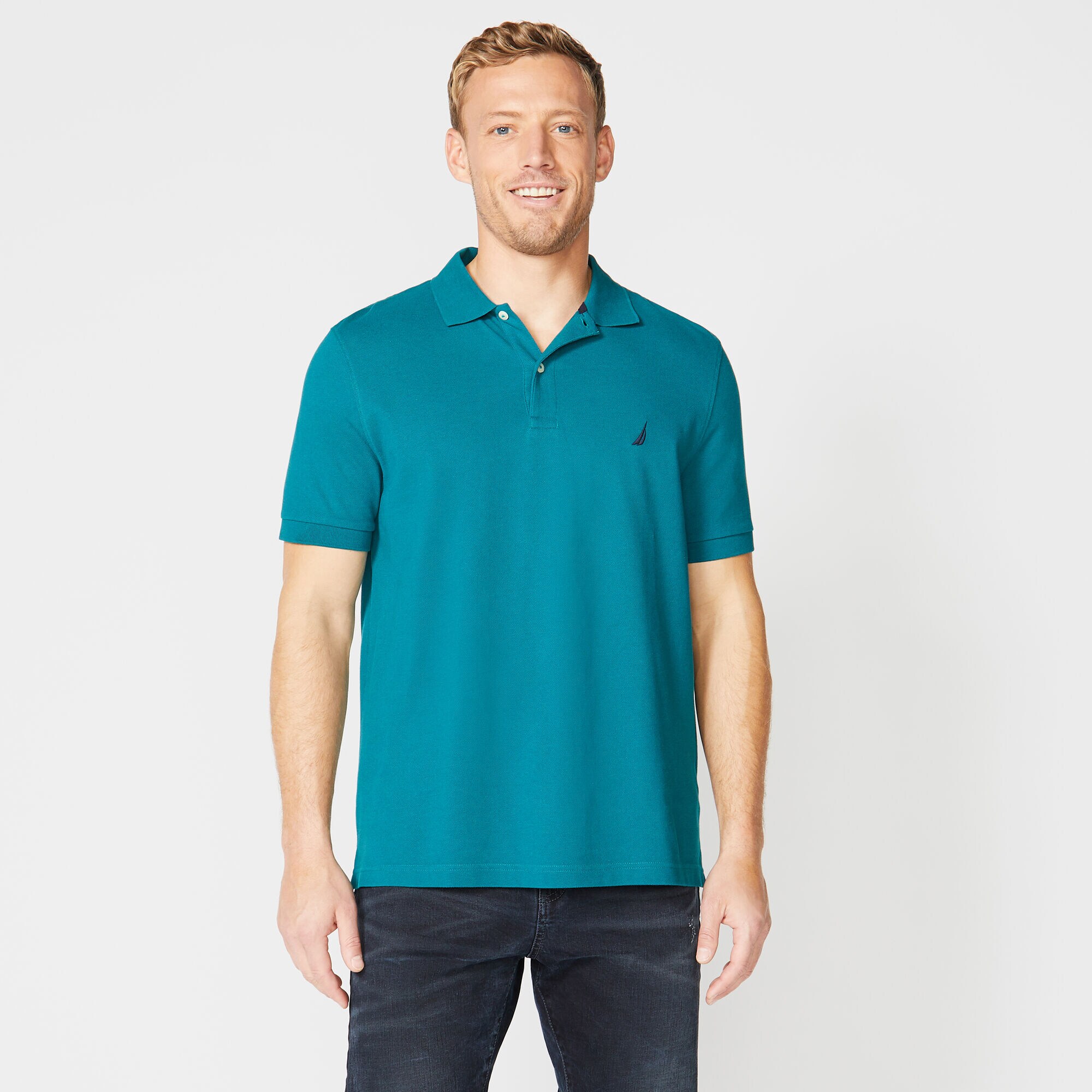 Classic Fit Deck Polo,Shaded Spruce,large
