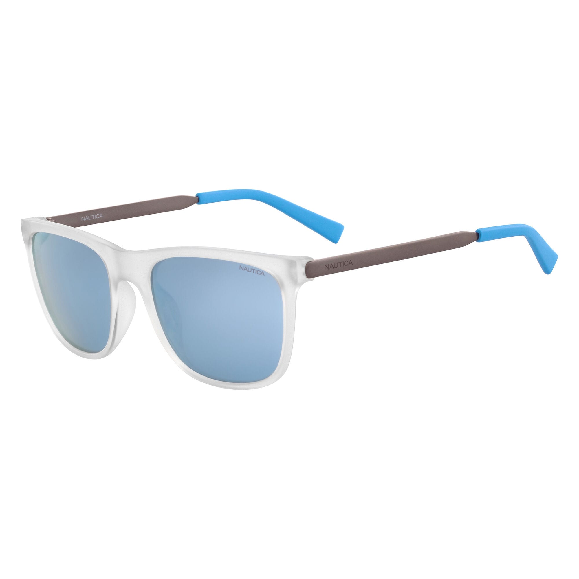 Rectangular Sunglasses with Matte Frame,Light Wash Distress,large