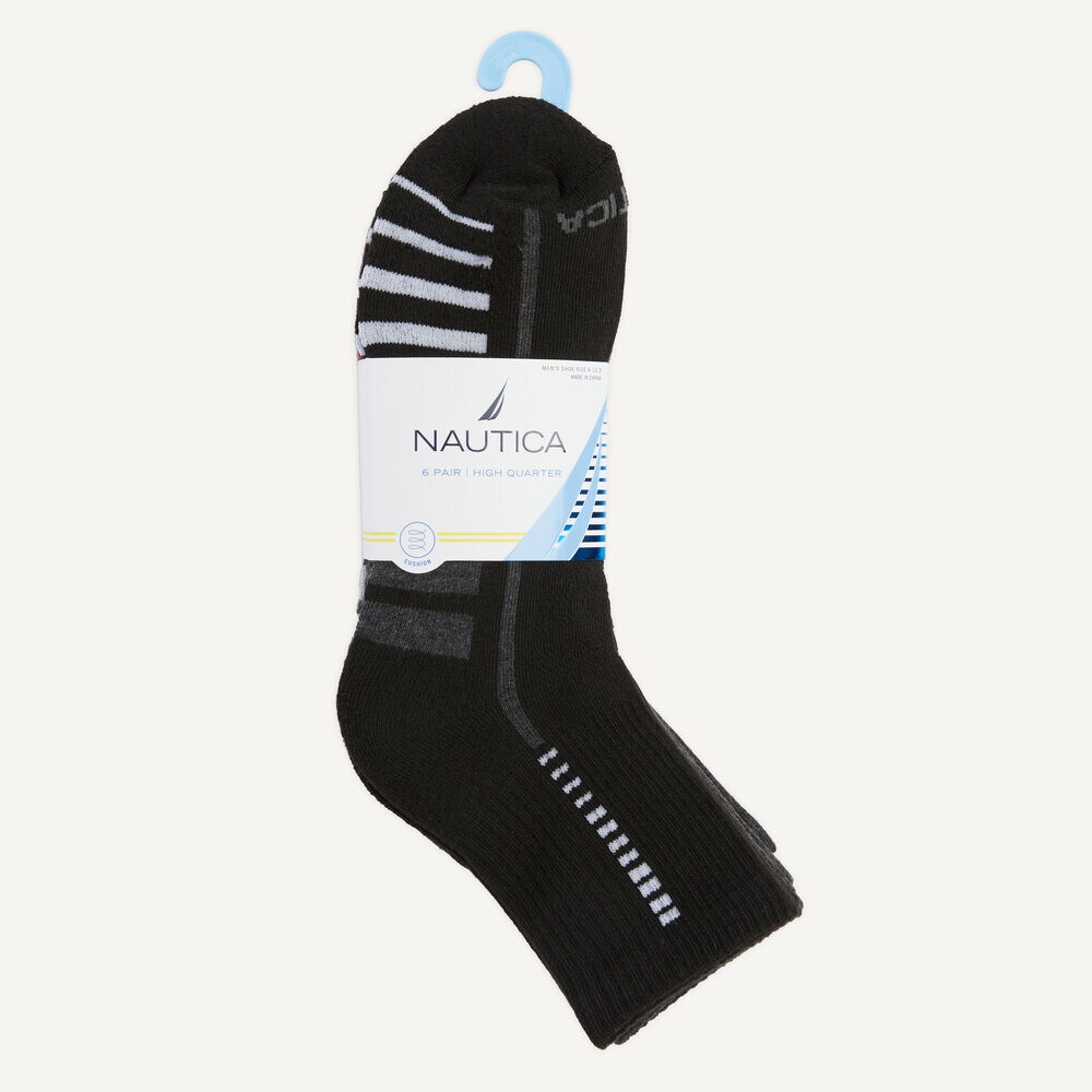 High Quarter Socks, 6-pack,Black,large