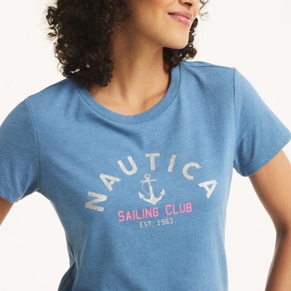 Sailing Club Glitter Graphic T-Shirt