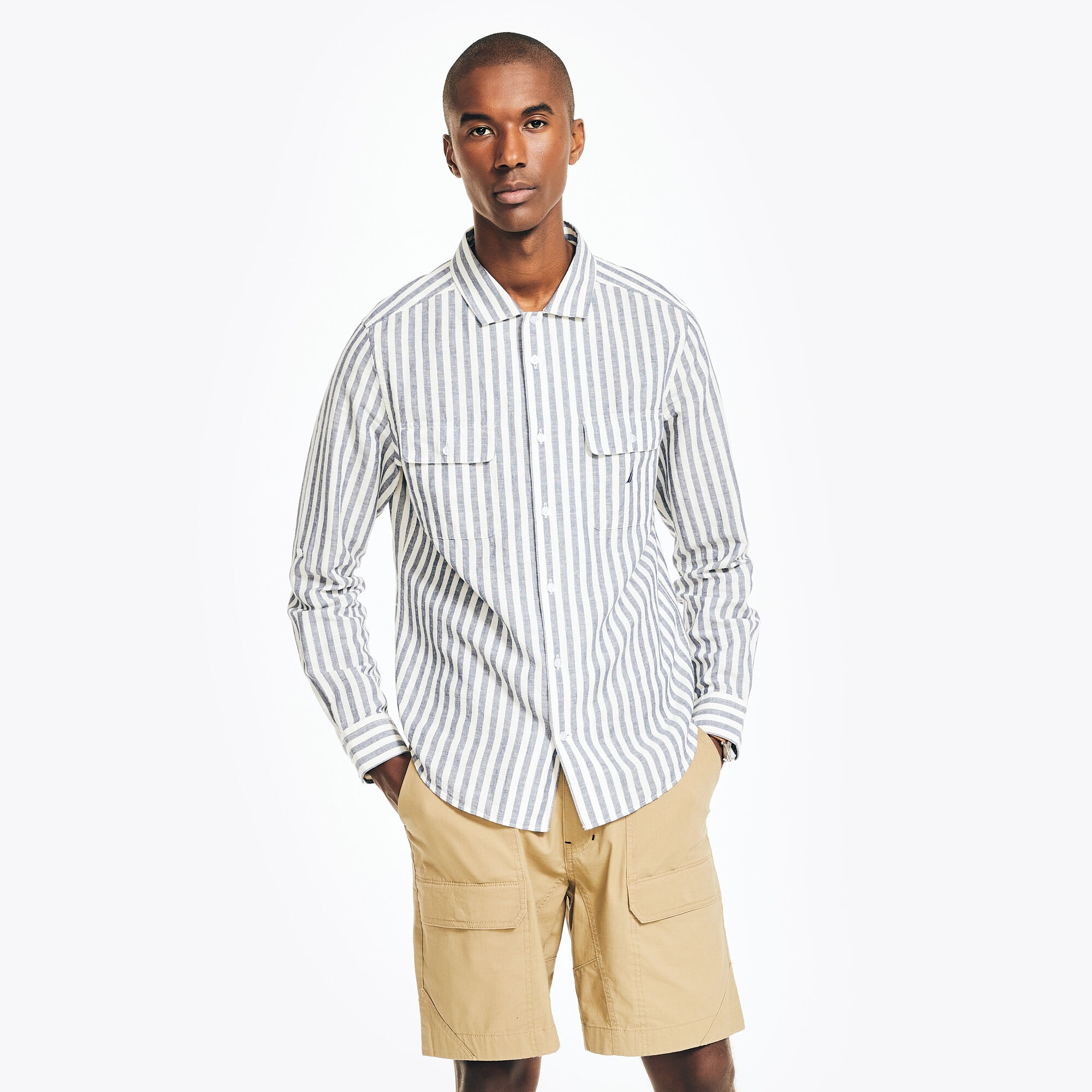 STRIPED SHIRT,Marshmallow,large