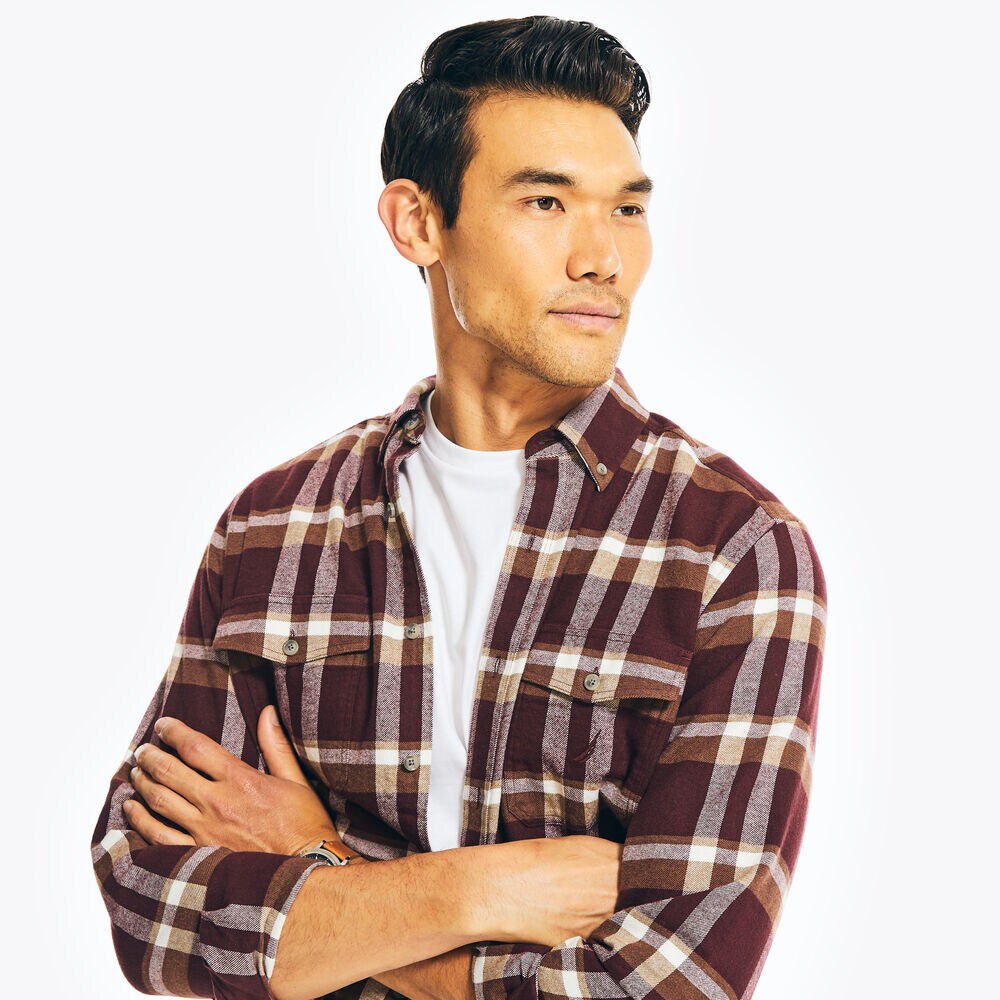 PLAID FLANNEL SHIRT,Rio Red,large