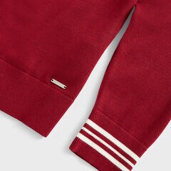 SUSTAINABLY CRAFTED STRIPE TRIM SWEATER,Classic Red,large