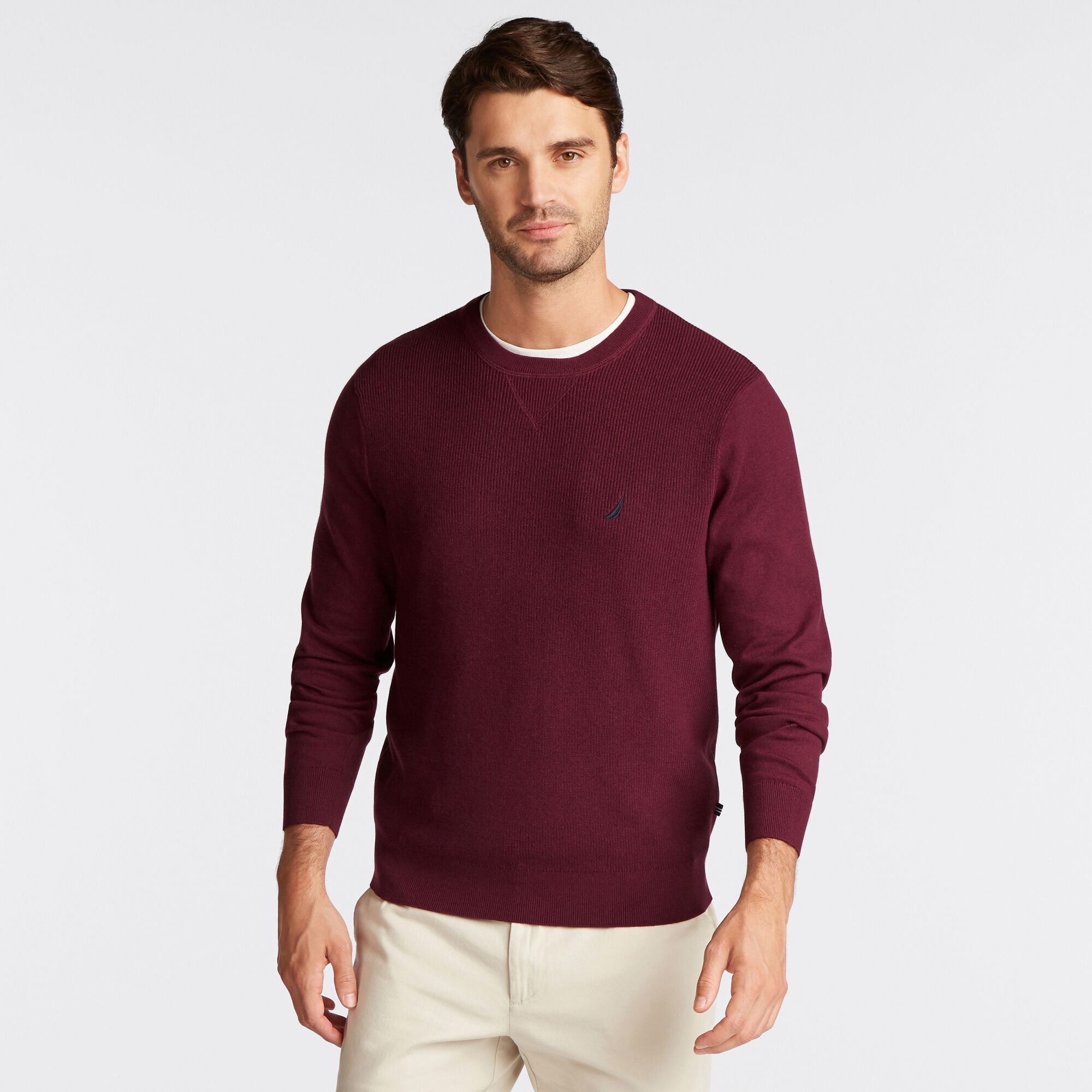 NAVTECH RIBBED-FRONT SWEATER,Royal Burgundy,large