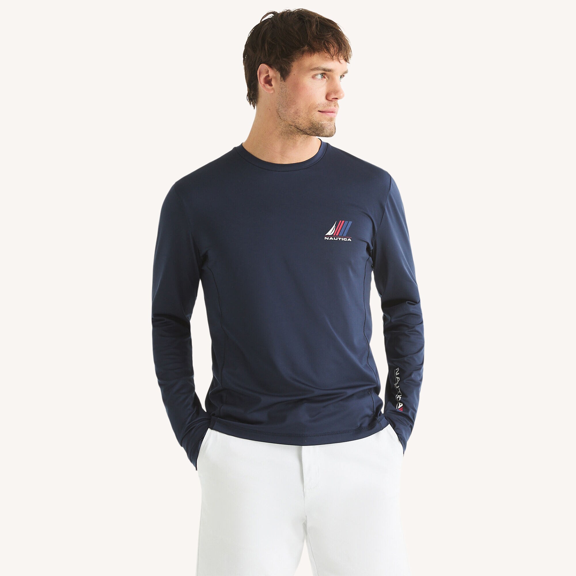 Long-Sleeve Swim Shirt,Stellar Blue Heather,large