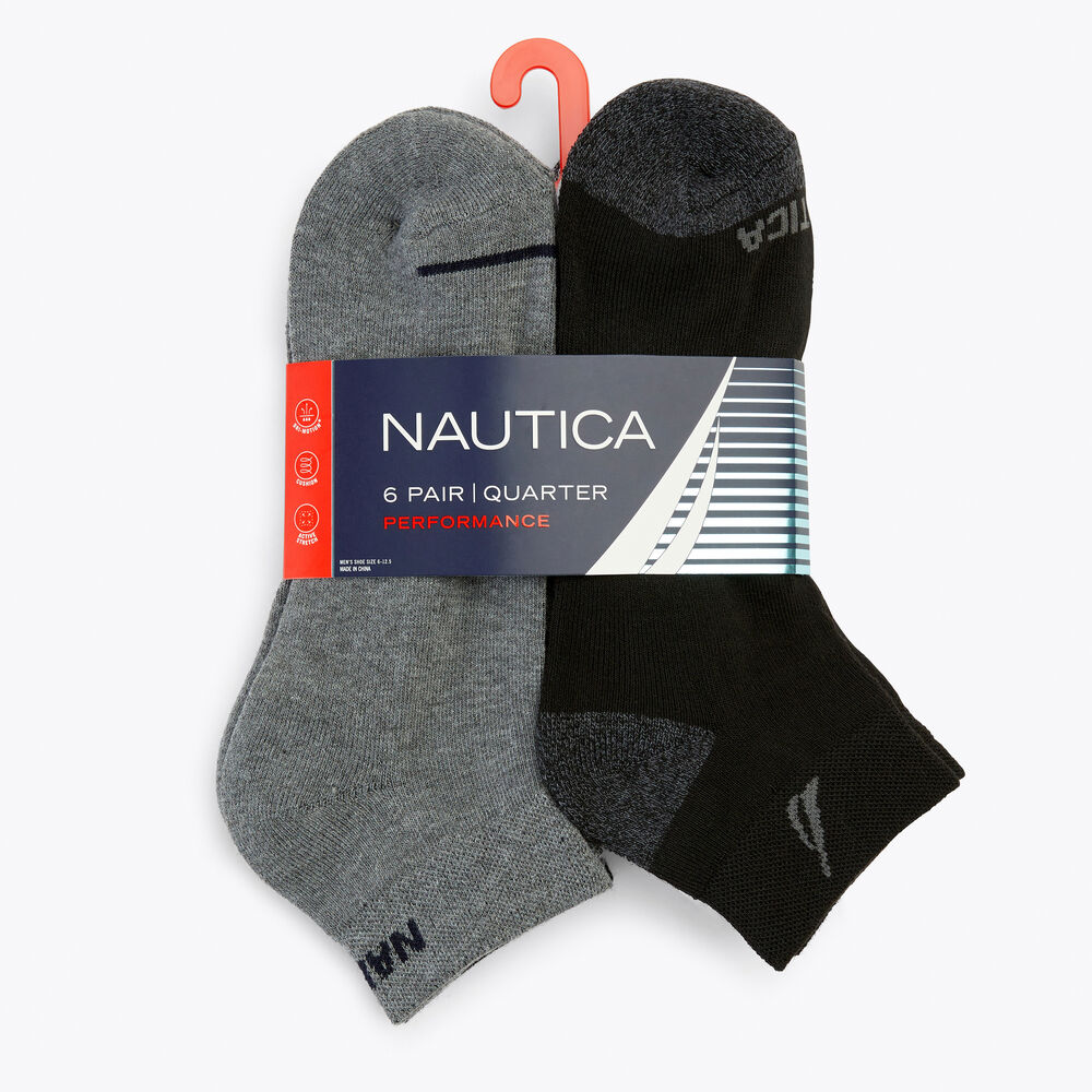 ATHLETIC LOGO QUARTER SOCKS, 6-PACK,Multi,large