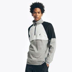 BIG & TALL NAVTECH HALF-ZIP SWEATSHIRT,Stone Grey Heather,large