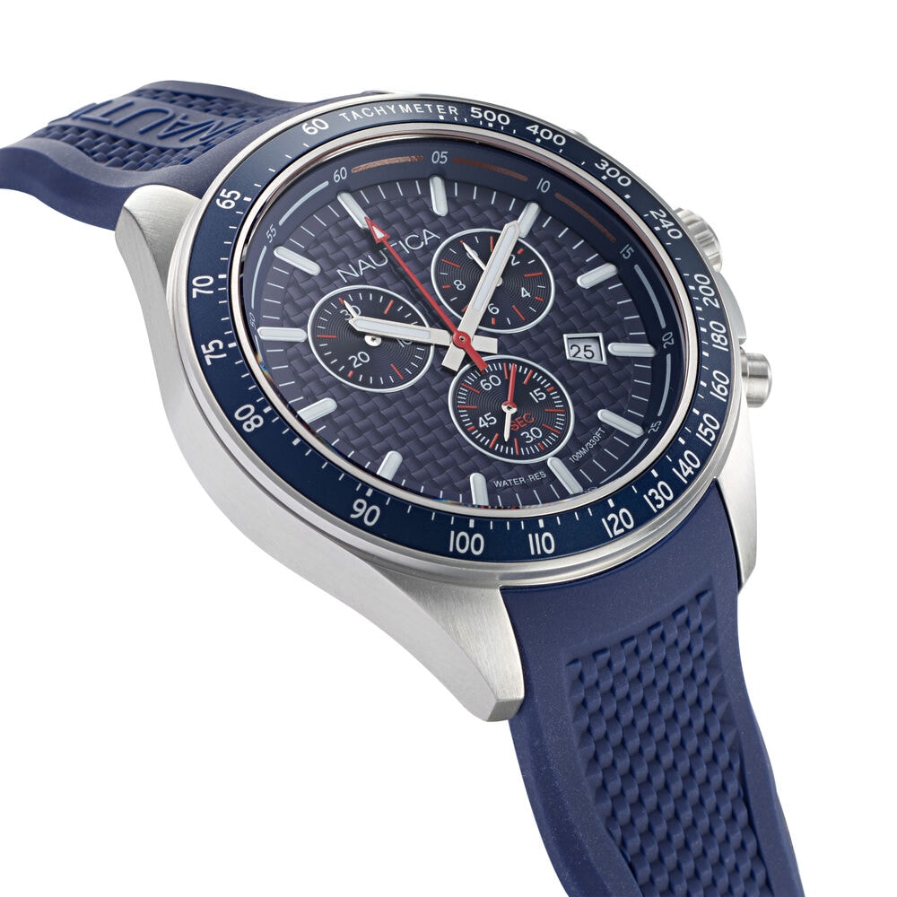 OCEAN BEACH CHRONOGRAPH TEXTURED SILICONE WATCH,Multi,large