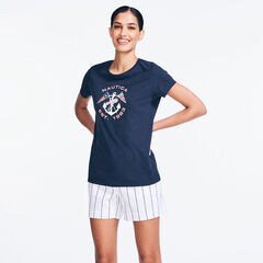 ANCHOR AND FLAG GRAPHIC T-SHIRT,Stellar Blue Heather,large