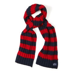 Striped Ribbed Scarf,Navy,large