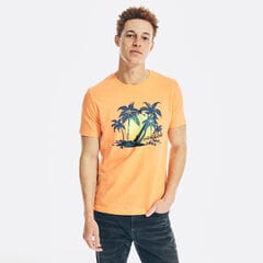 PALM TREE GRAPHIC T-SHIRT,Orange,large
