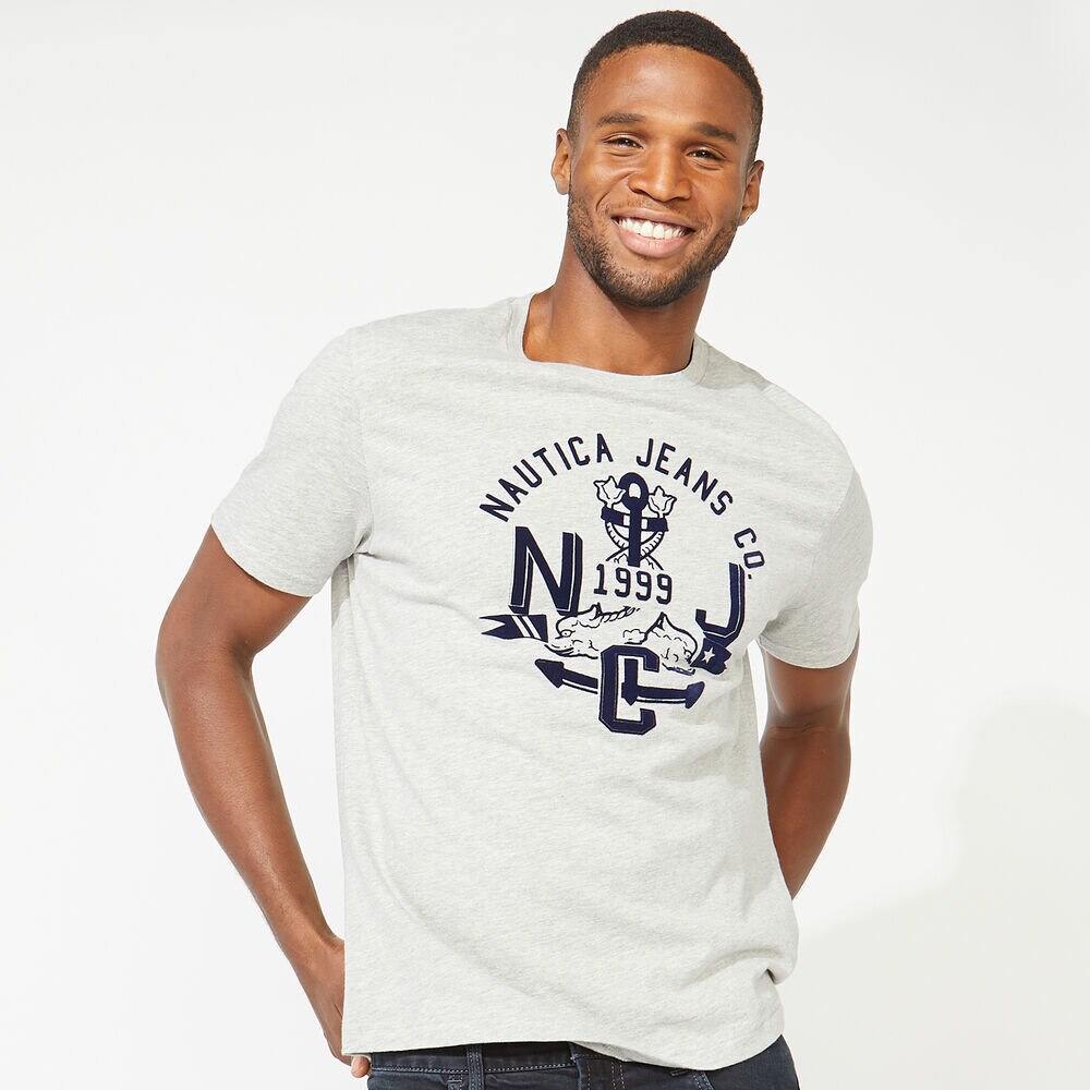 NAUTICA JEANS CO. GRAPHIC T-SHIRT,Grey Heather,large
